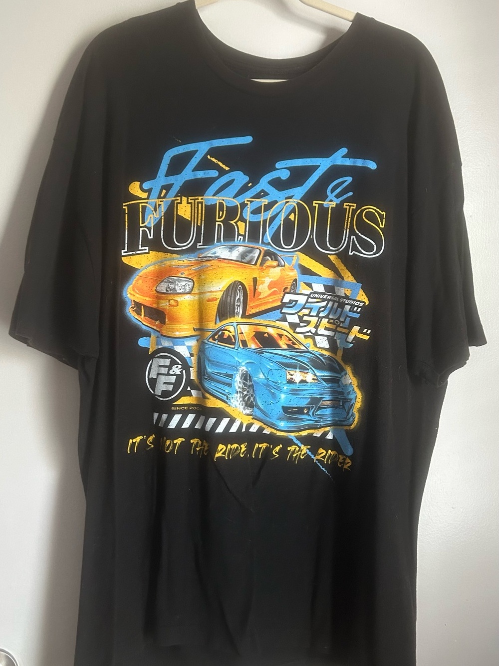 Fast & Furious Graphic Tee - Black with Blue and Yellow Print